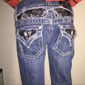 Girls Black Lace Miss Me Jeans